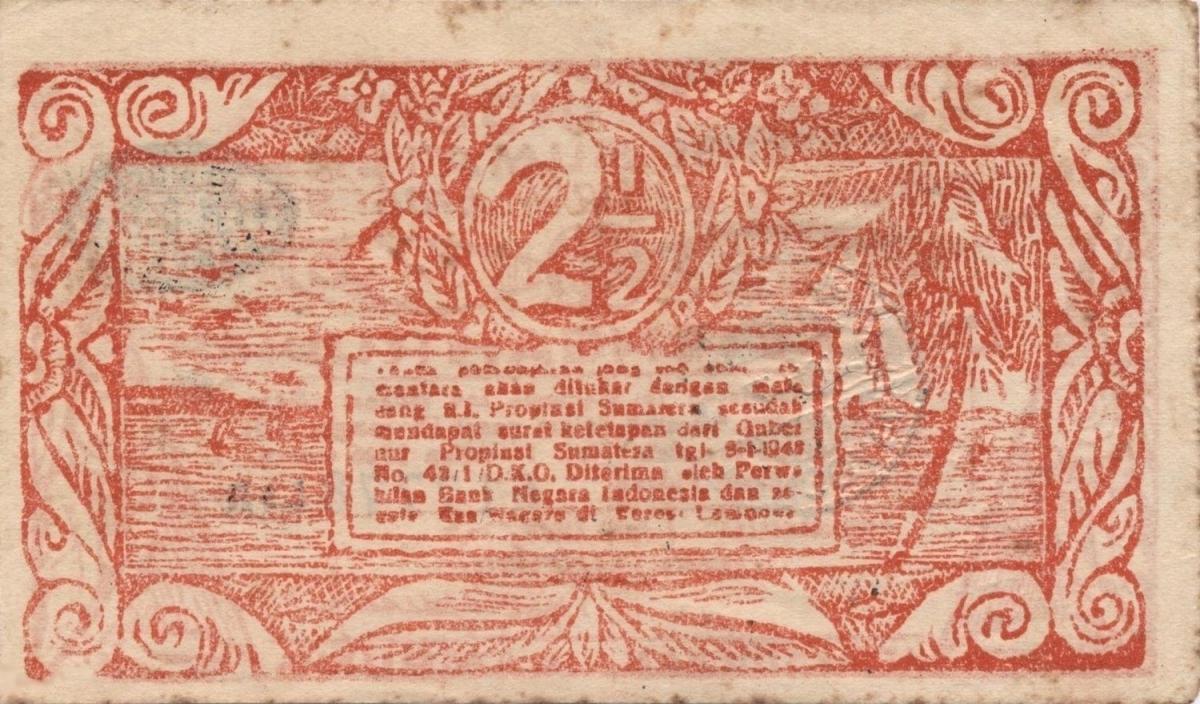 Back of Indonesia pS386a: 2.5 Rupiah from 1948