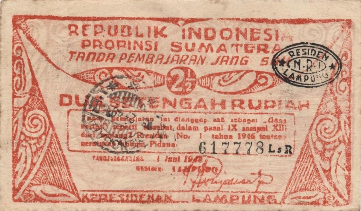 Front of Indonesia pS386a: 2.5 Rupiah from 1948