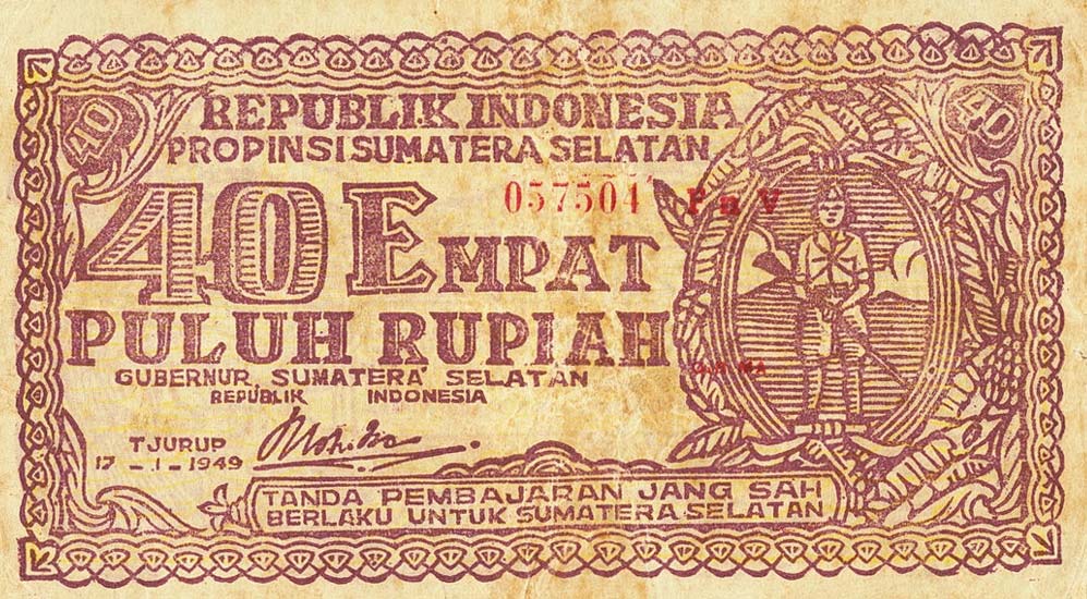 Front of Indonesia pS406: 40 Rupiah from 1949