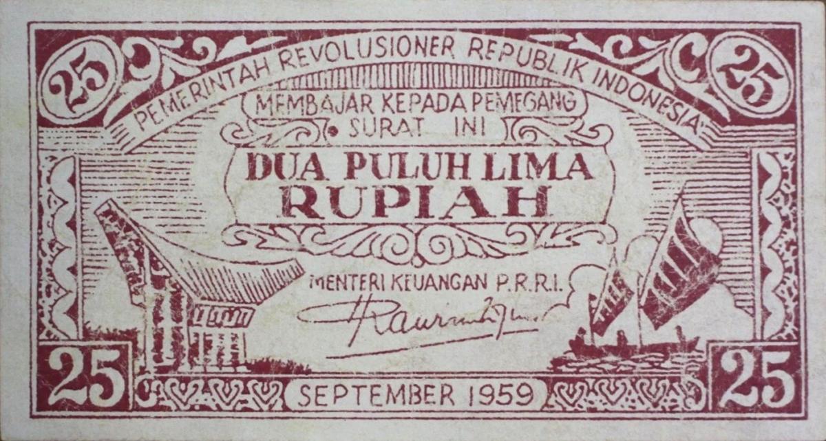 Front of Indonesia pS463: 25 Rupiah from 1959