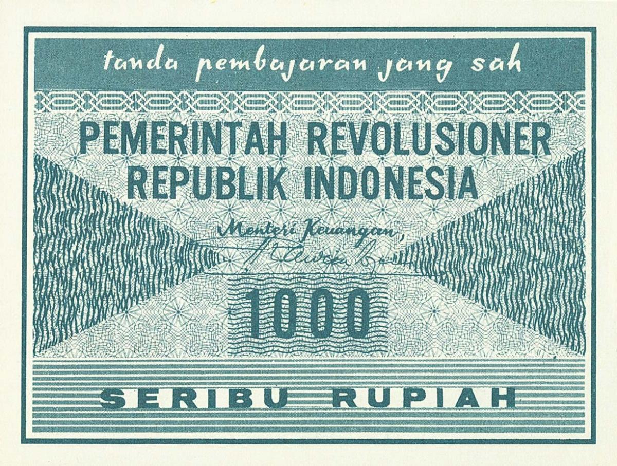 Front of Indonesia pS475: 1000 Rupiah from 1959