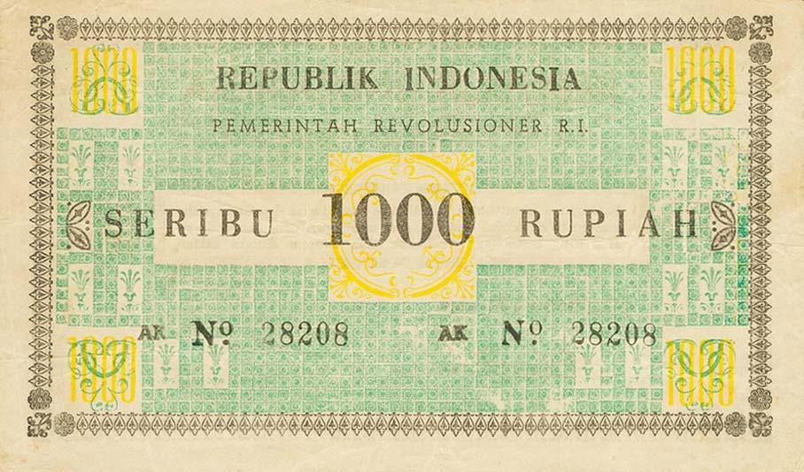 Front of Indonesia pS500: 1000 Rupiah from 1959
