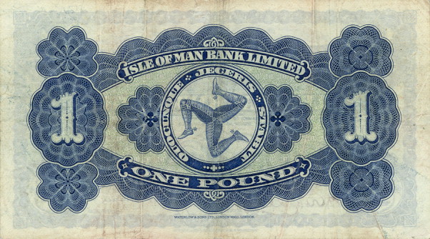 Back of Isle of Man p6c: 1 Pound from 1953