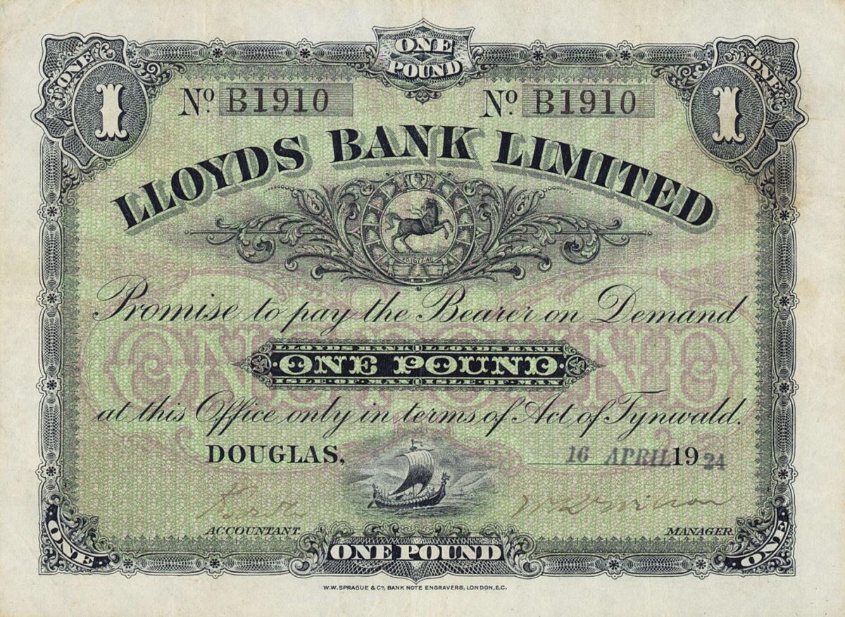 Front of Isle of Man p10: 1 Pound from 1921