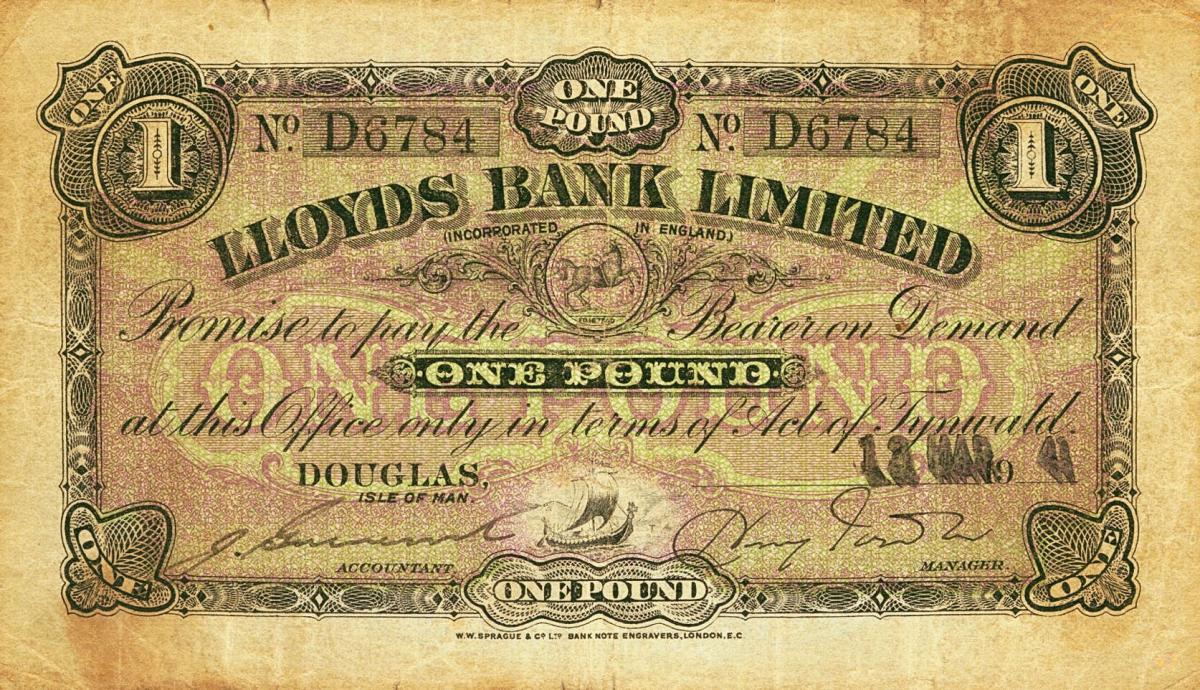 Front of Isle of Man p12a: 1 Pound from 1935