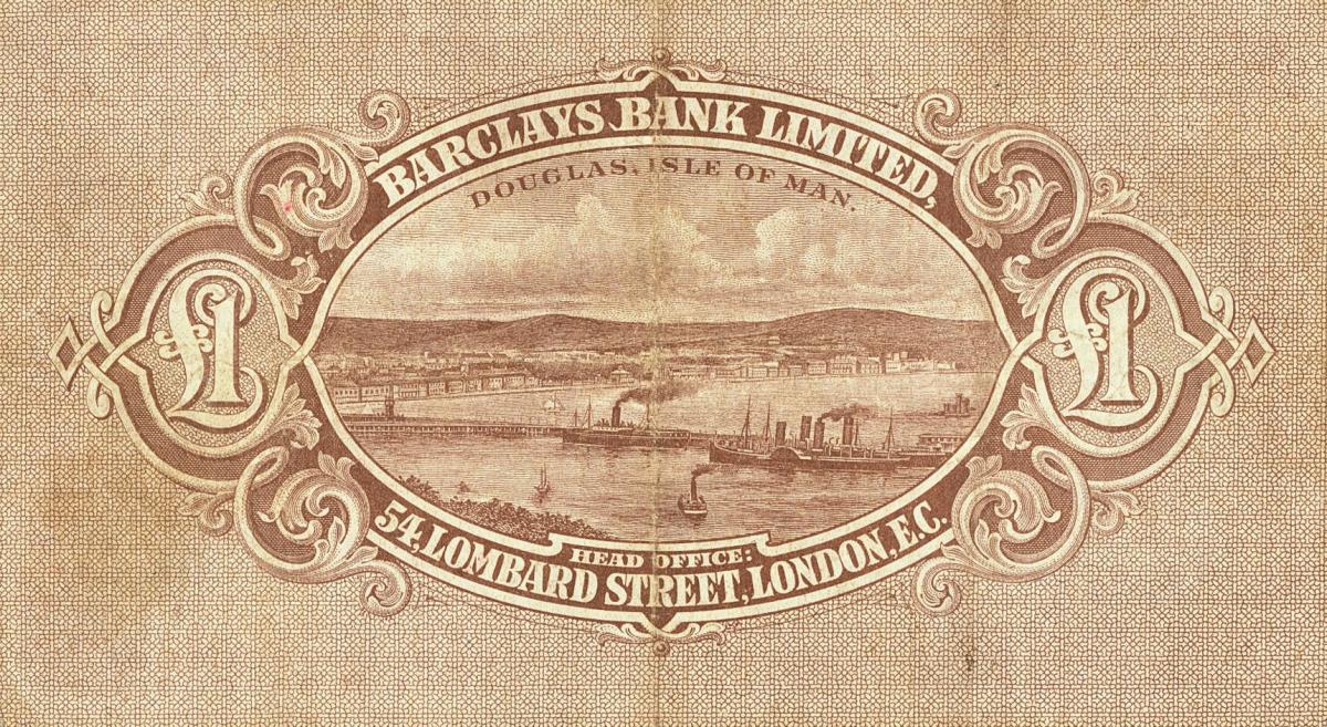 Back of Isle of Man p1b: 1 Pound from 1937