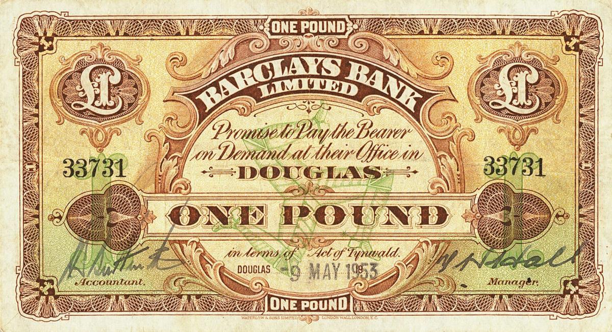 Front of Isle of Man p1b: 1 Pound from 1937