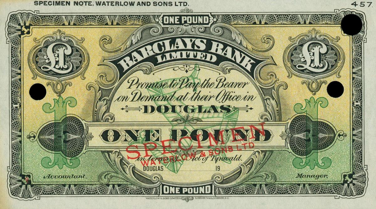Front of Isle of Man p1ct: 1 Pound from 1924