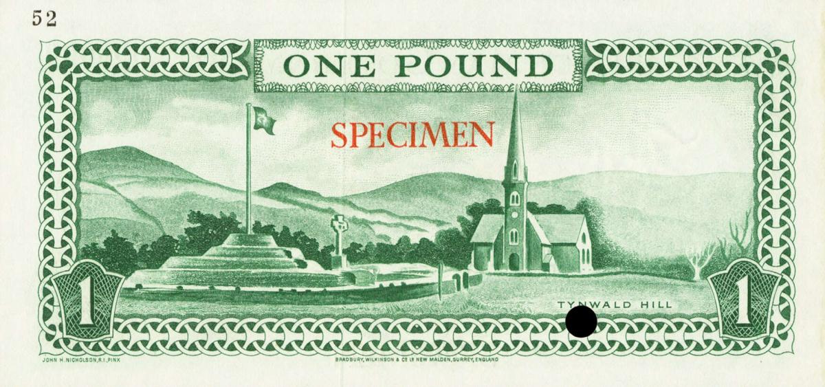 Back of Isle of Man p25ct: 1 Pound from 1961