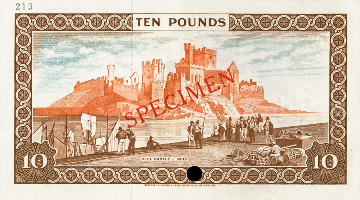 Back of Isle of Man p31s2: 10 Pounds from 1972