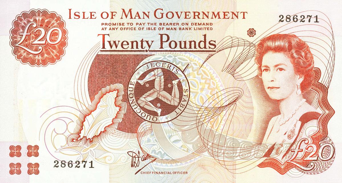 Front of Isle of Man p43a: 20 Pounds from 1983