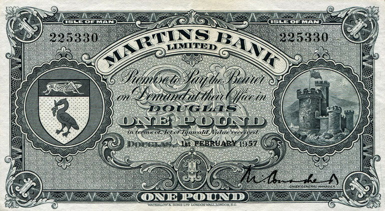 Front of Isle of Man p19b: 1 Pound from 1950