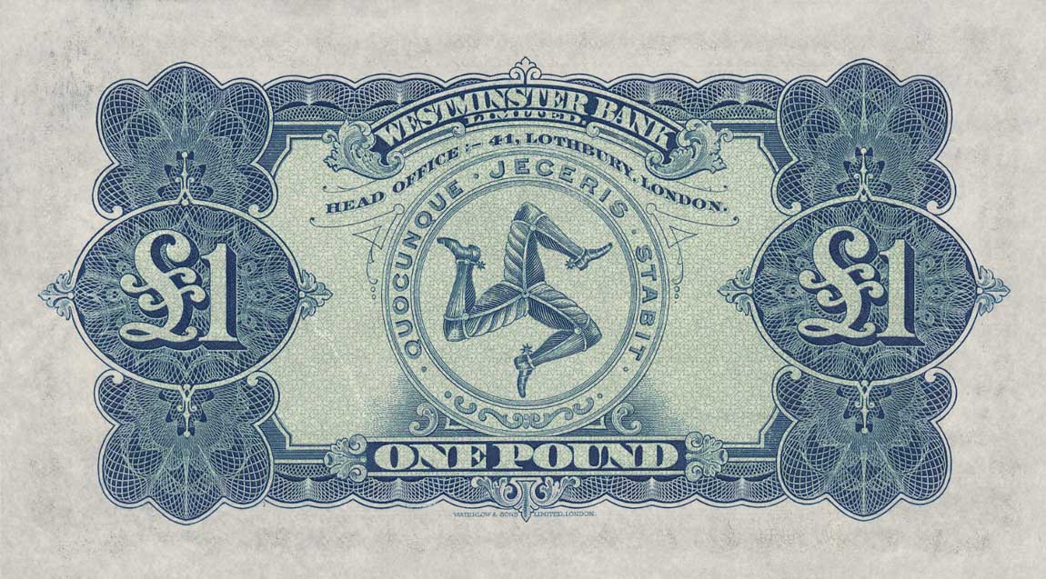 Back of Isle of Man p23Ab: 1 Pound from 1956