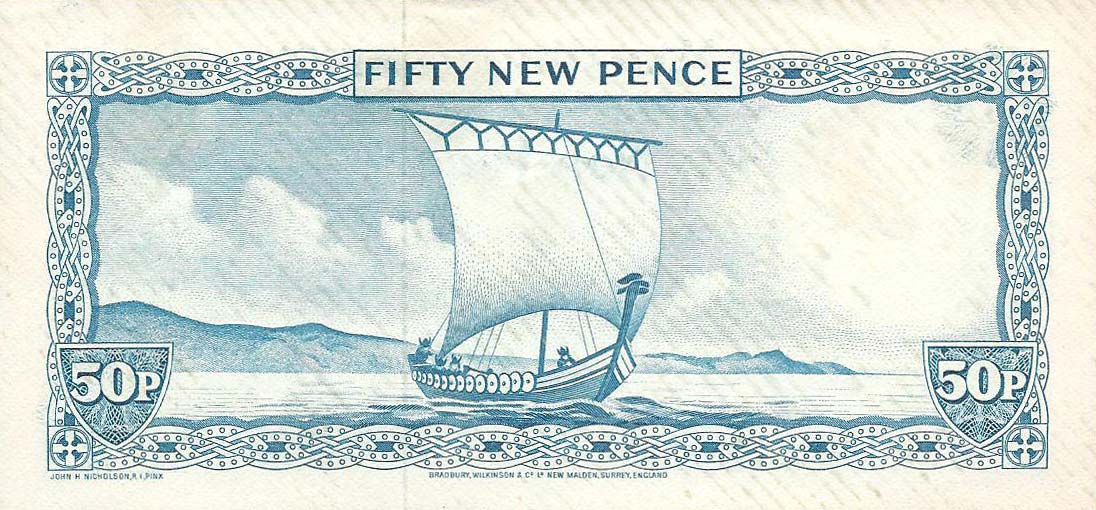 Back of Isle of Man p27a: 50 New Pence from 1969