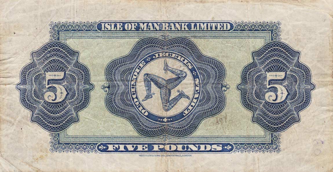 Back of Isle of Man p5: 5 Pounds from 1927