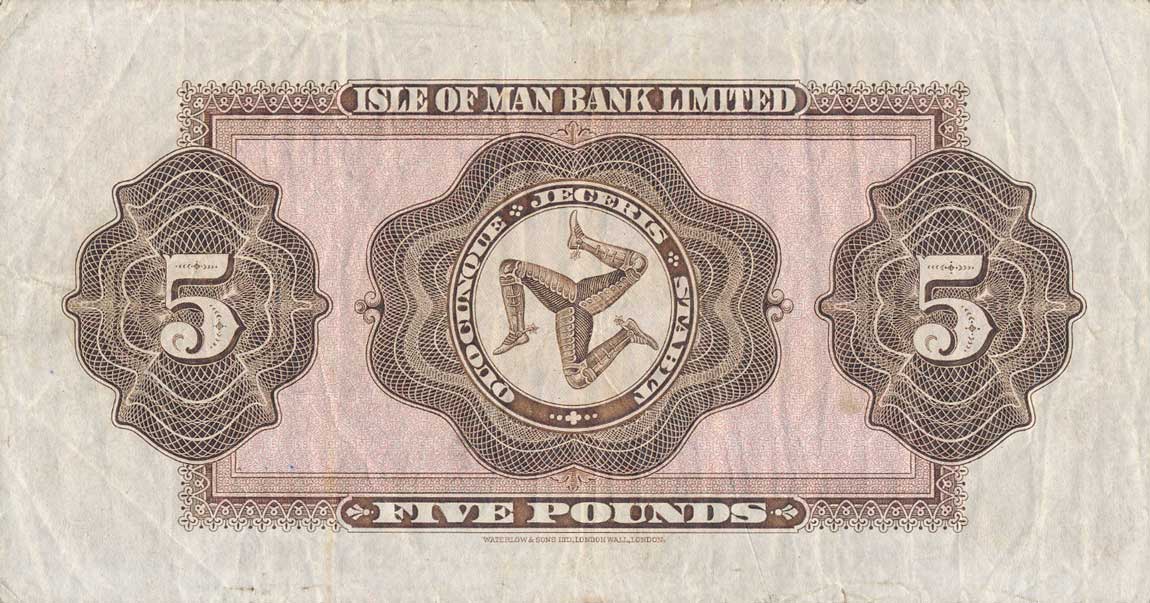 Back of Isle of Man p6Aa: 5 Pounds from 1936