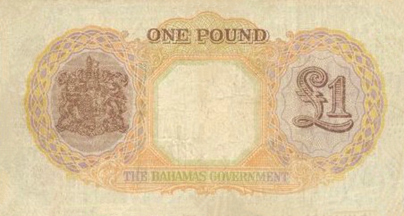 Back of Bahamas p11c: 1 Pound from 1936