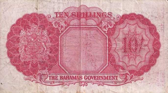 Back of Bahamas p14b: 10 Shillings from 1953
