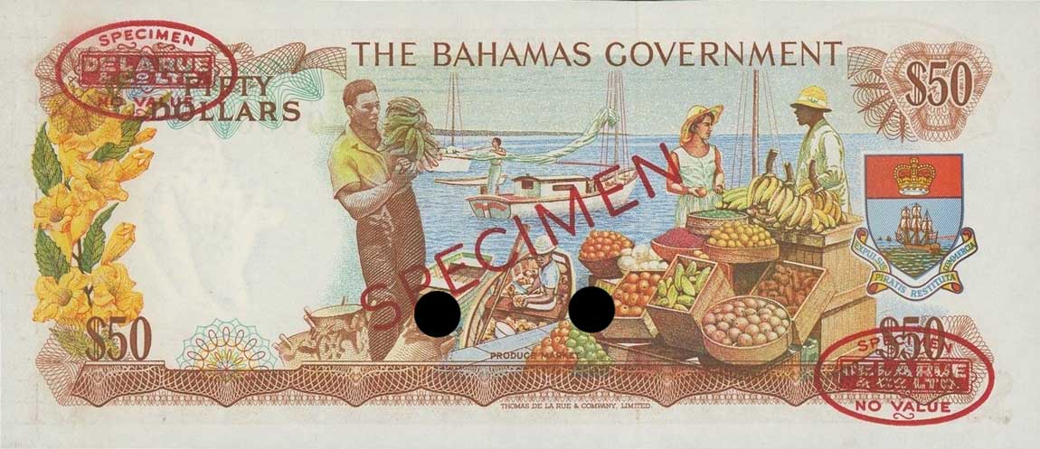 Back of Bahamas p24s: 50 Dollars from 1965