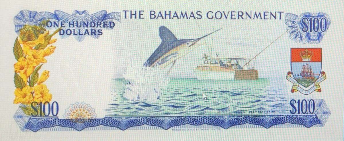 Back of Bahamas p25b: 100 Dollars from 1965