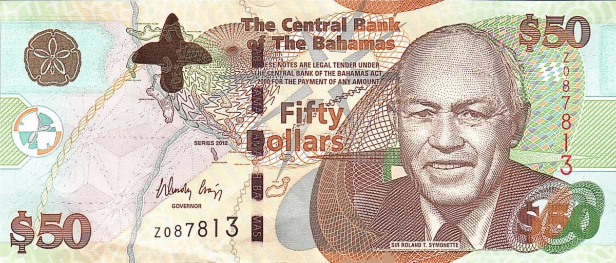 Front of Bahamas p74Ar: 20 Dollars from 2010