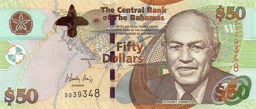 Front of Bahamas p75Aa: 50 Dollars from 2012