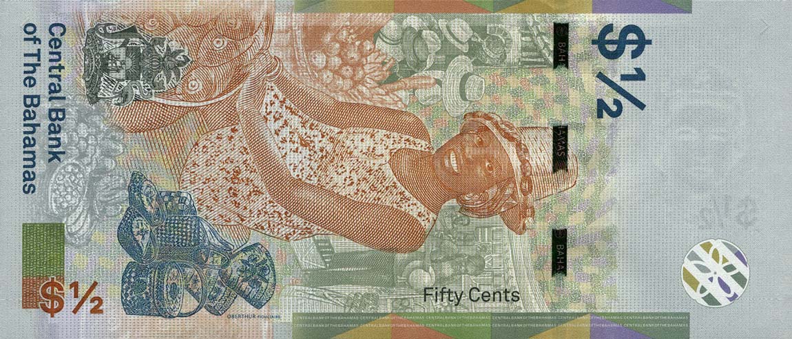Back of Bahamas p76Aa: 0.5 Dollar from 2019
