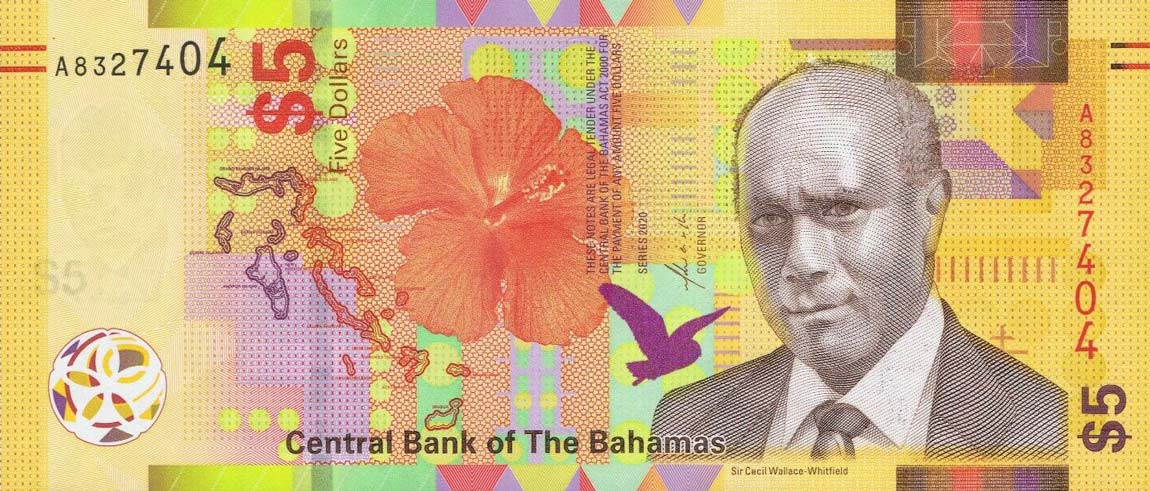 Front of Bahamas p78A: 5 Dollars from 2019