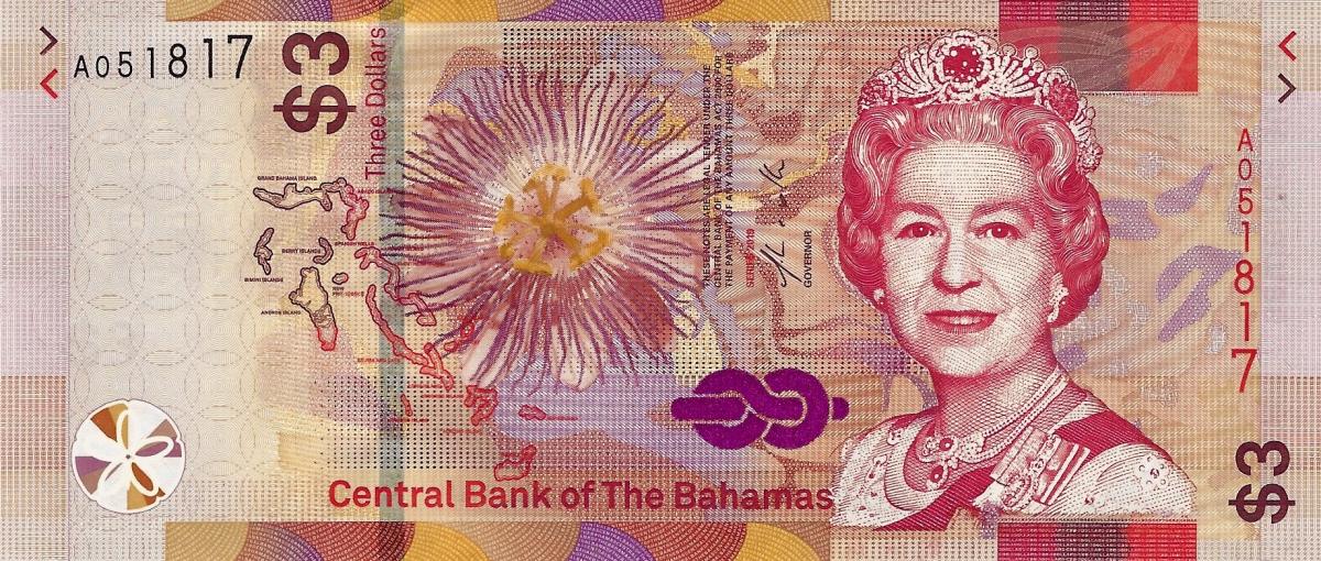 Front of Bahamas p78: 3 Dollars from 2019