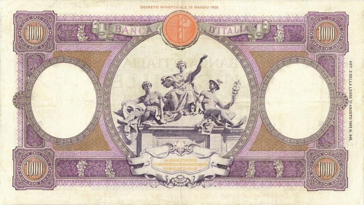 Back of Italian East Africa p4b: 1000 Lire from 1939