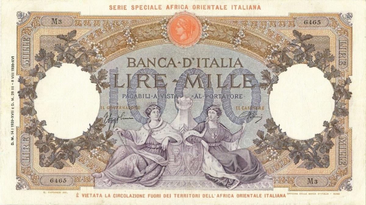 Front of Italian East Africa p4b: 1000 Lire from 1939