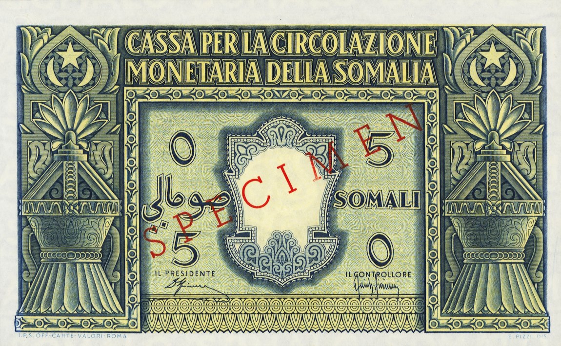 Front of Italian Somaliland p12s: 5 Somali from 1950