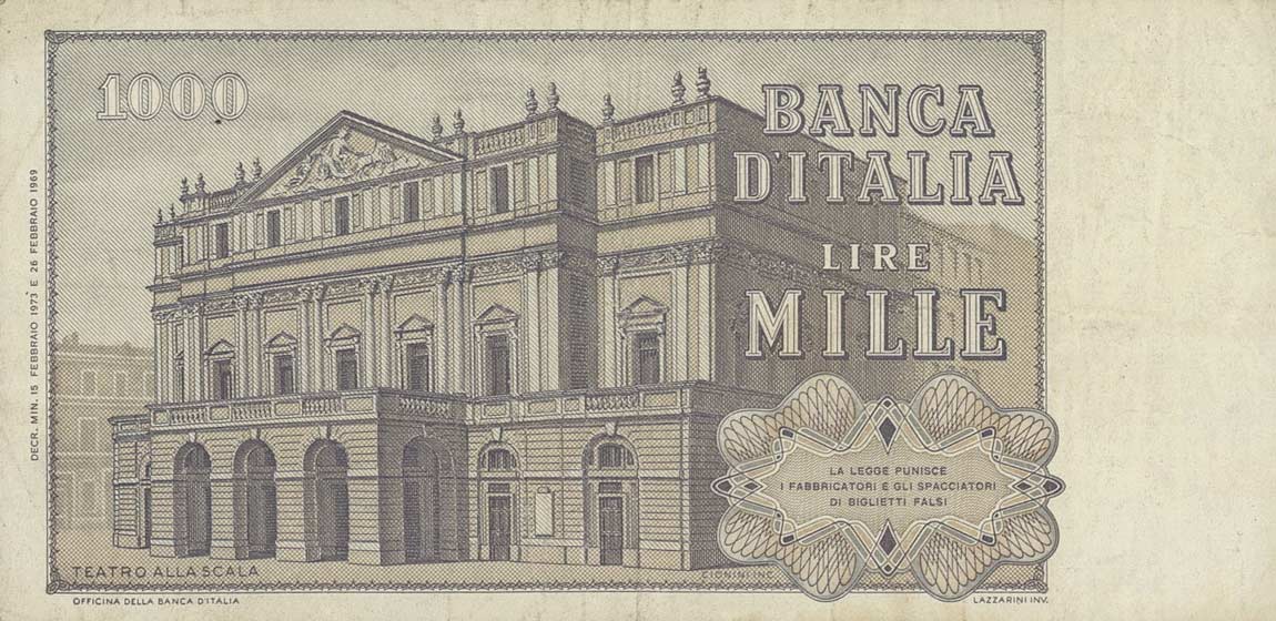 Back of Italy p101c: 1000 Lire from 1973