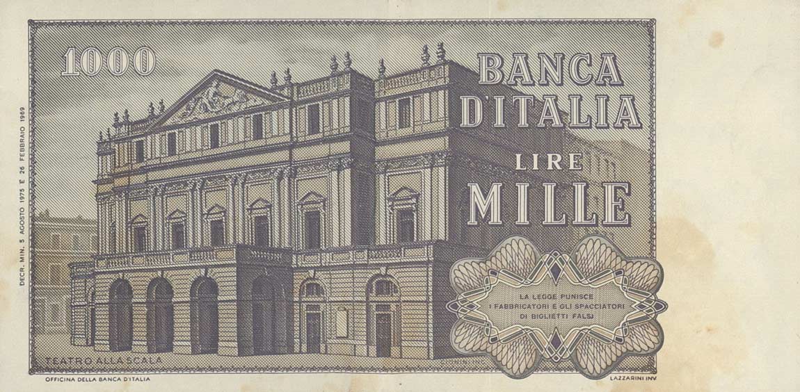 Back of Italy p101d: 1000 Lire from 1975