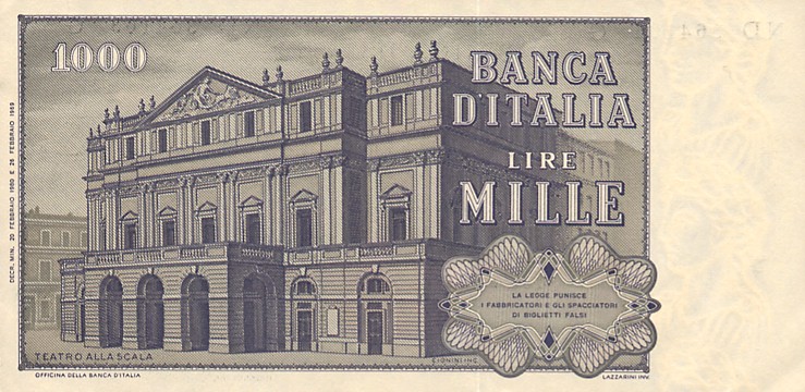 Back of Italy p101g: 1000 Lire from 1980