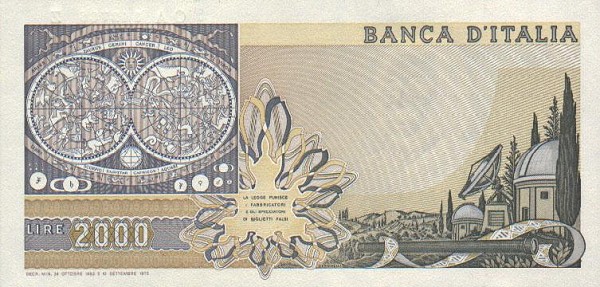 Back of Italy p103c: 2000 Lire from 1983