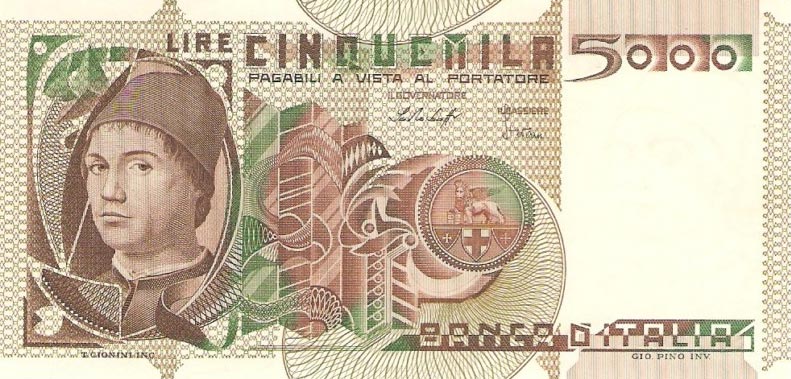 Front of Italy p105a: 5000 Lire from 1979