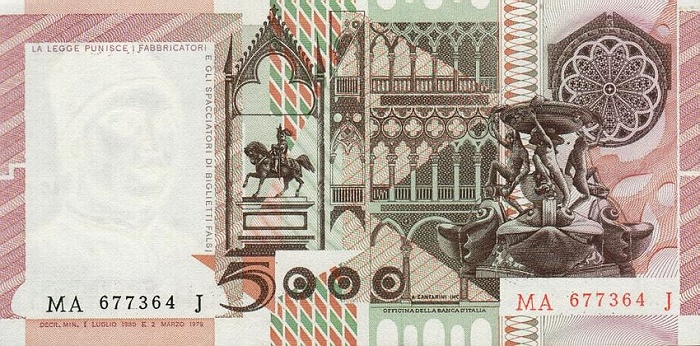 Back of Italy p105b: 5000 Lire from 1980