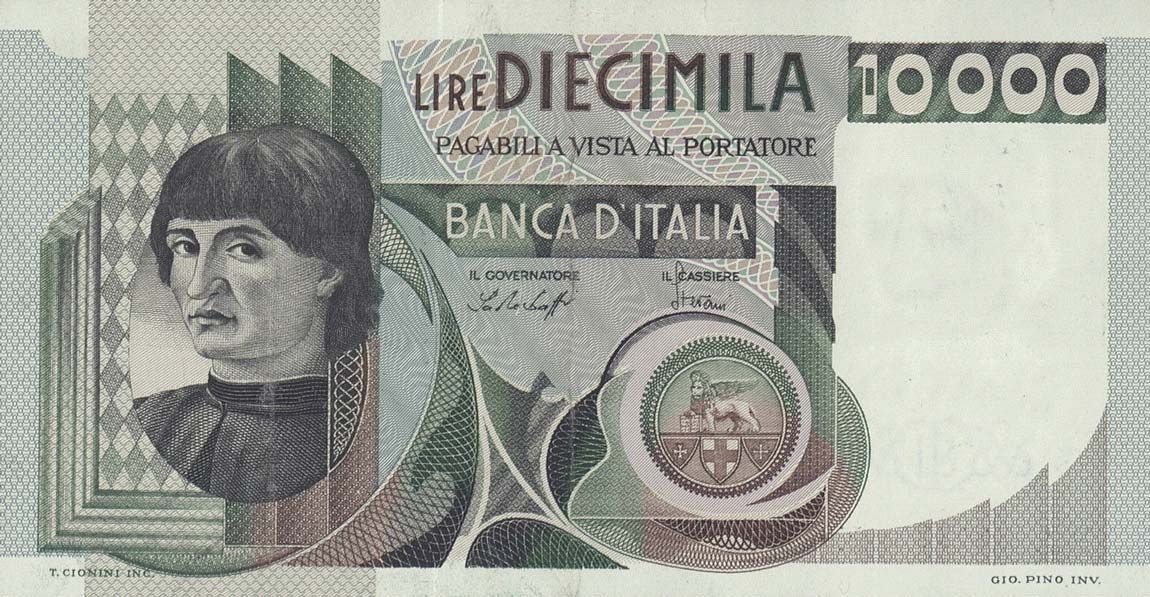 Front of Italy p106a: 10000 Lire from 1976