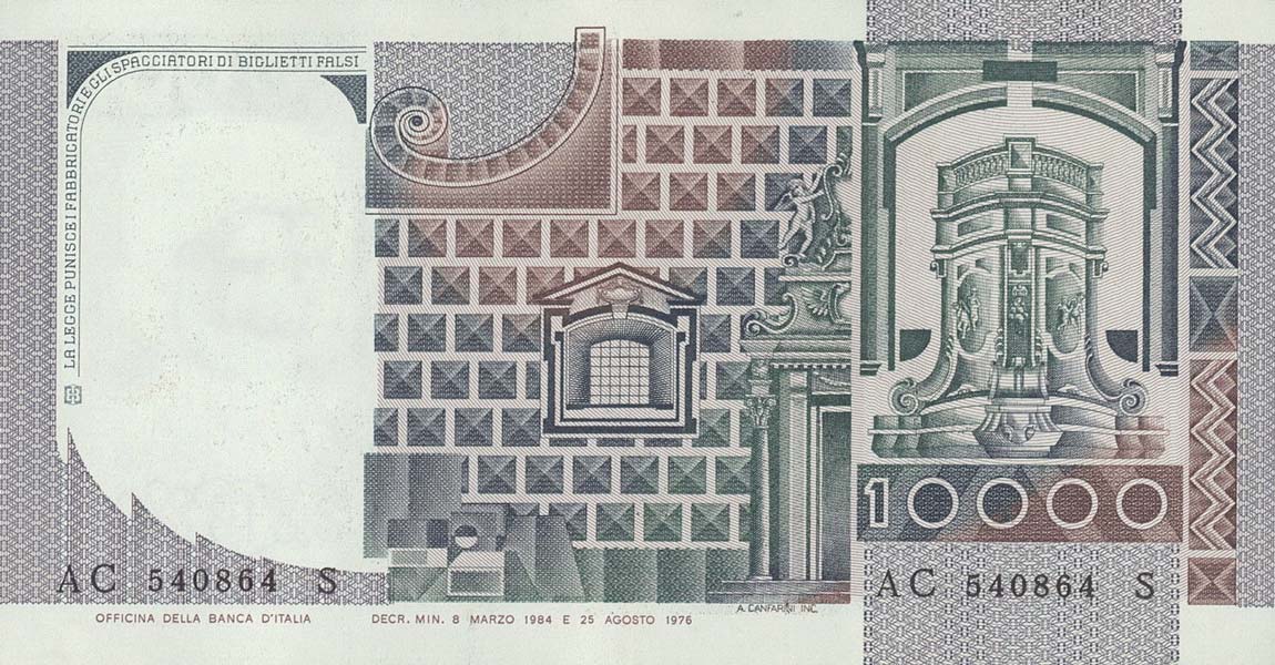 Back of Italy p106c: 10000 Lire from 1984