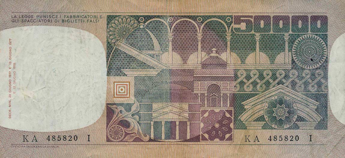 Back of Italy p107b: 50000 Lire from 1978