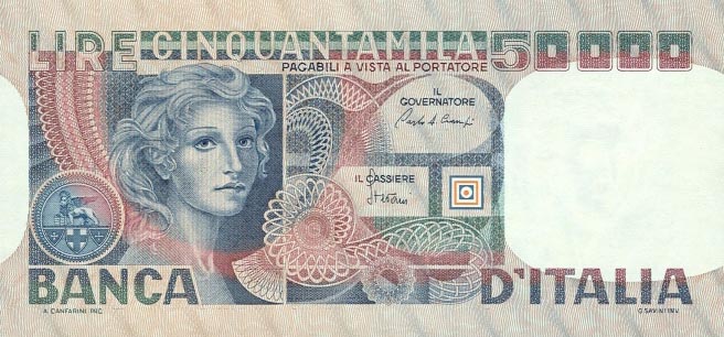 Front of Italy p107c: 50000 Lire from 1980