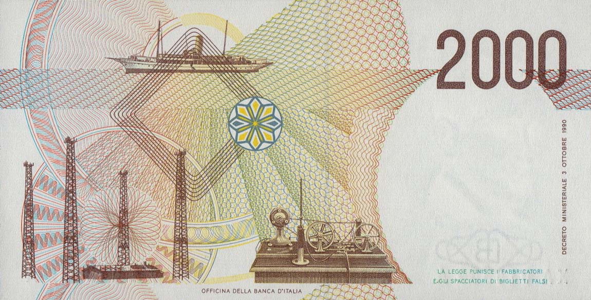 Back of Italy p115r: 2000 Lire from 1990
