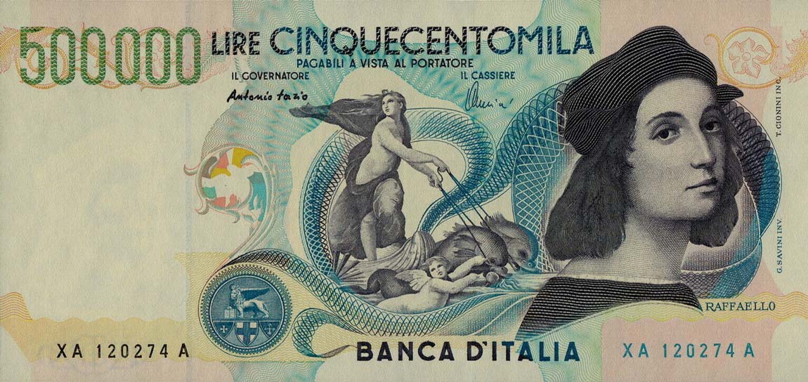 Front of Italy p118r: 500000 Lire from 1997