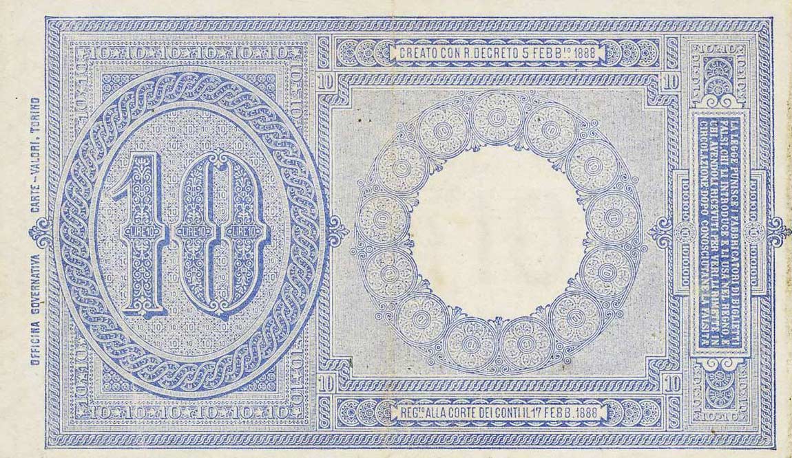 Back of Italy p20g: 10 Lire from 1918