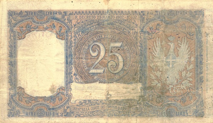 Back of Italy p22: 25 Lire from 1902