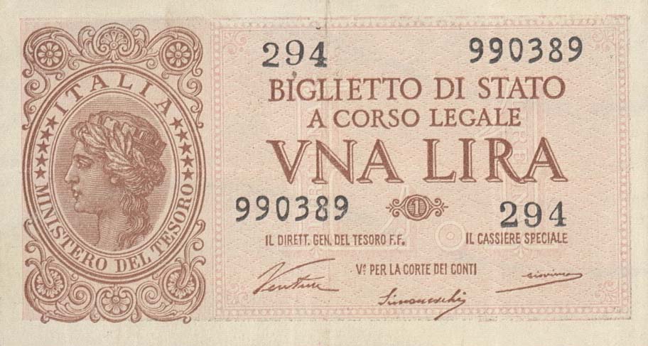 Front of Italy p29a: 1 Lira from 1944
