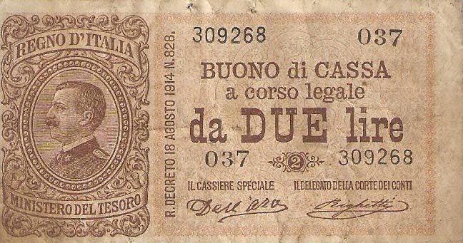 Front of Italy p37a: 2 Lire from 1914