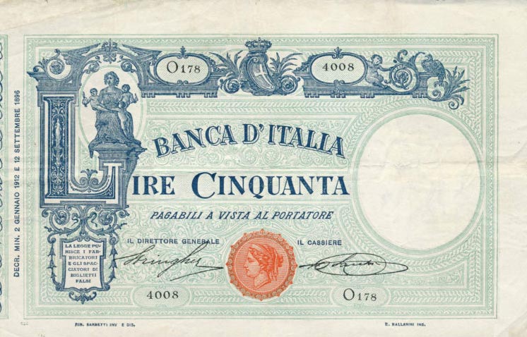 Front of Italy p38c: 50 Lire from 1912