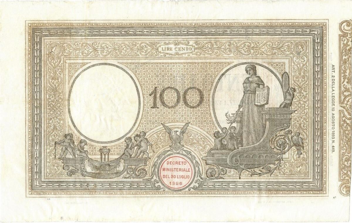 Back of Italy p39c: 100 Lire from 1899